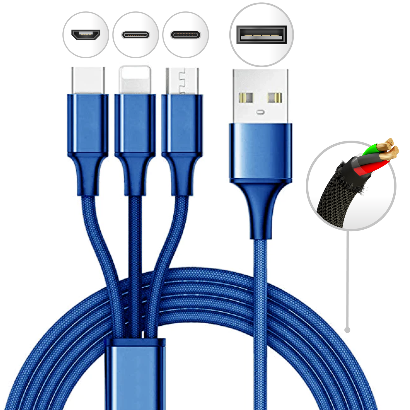 10 foot 3 in 1 USB Multi Charging Cable with Floor Display