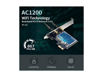 Weastlinks 1200Mbps Dual band Wireless WiFi Card Adapter Desktop 802.11ac For Bluetooth 4.0 PCI-E WiFi Adapter 2.4Ghz/5Ghz