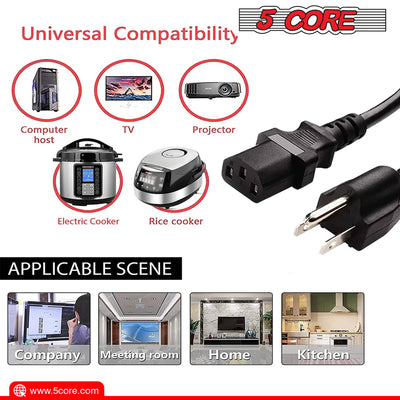 XL AC Wall Power Cord for Led TV Computer